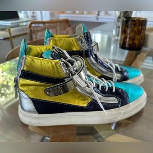 Giuseppe Zanotti Multicolor Metallic High Top Sneakers 42
